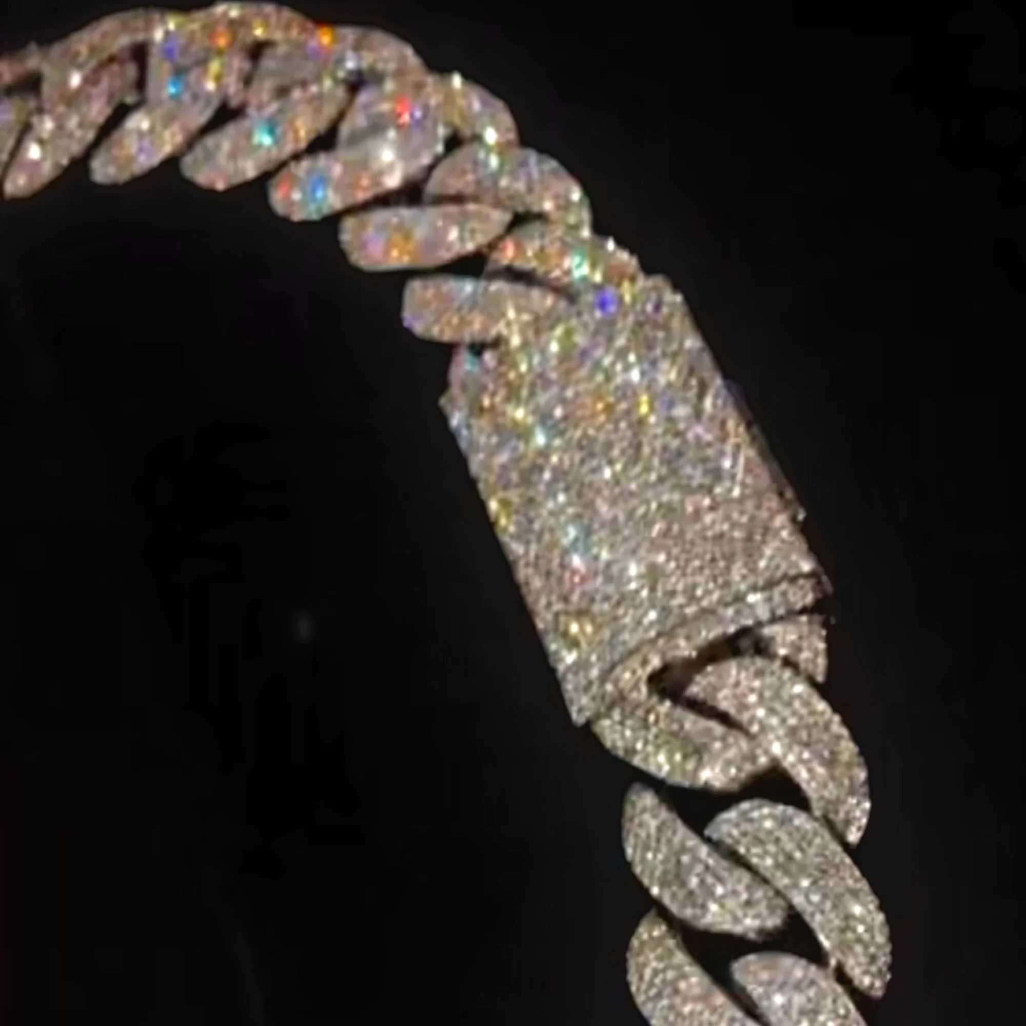Export Quality Handmade Moissanite Miami Cuban Link Necklace 925 Sterling Silver Rapper Chain Engagement Wedding Gift Unisex IGI