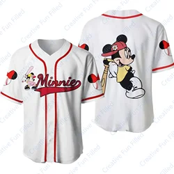 2024 New MINISO&Disney Personalize Mickey Baseball Jersey Pattern T Shirt Disney Fans Loose and Breathable Top T-shirt