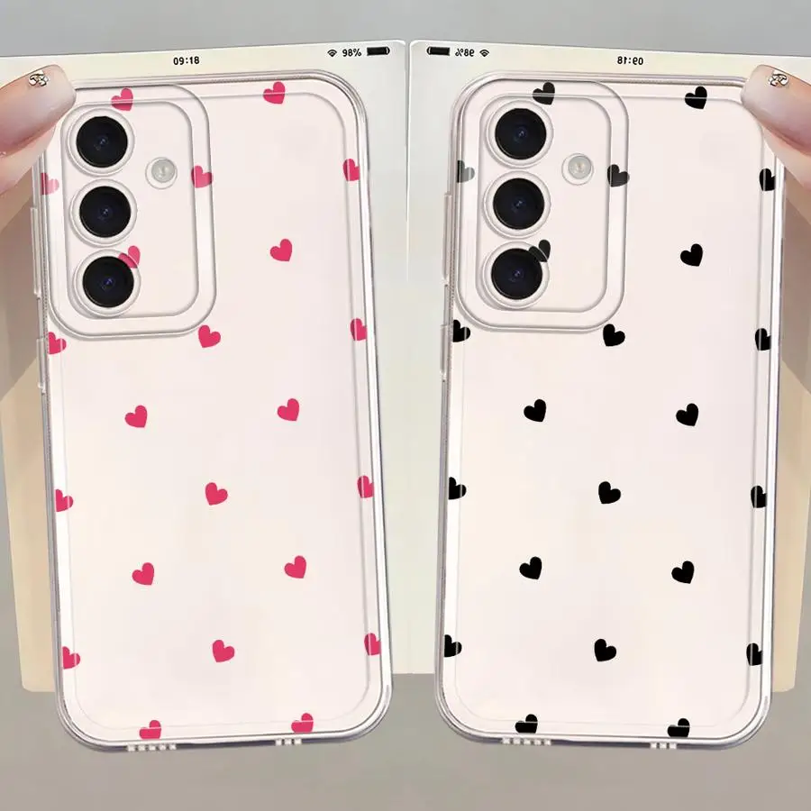 

Black Love Heart Soft Cover Phone Case for Samsung Galaxy A14 A71 A72 A25 A16 A34 A73 A22 A13 A35 A12 A35 A15