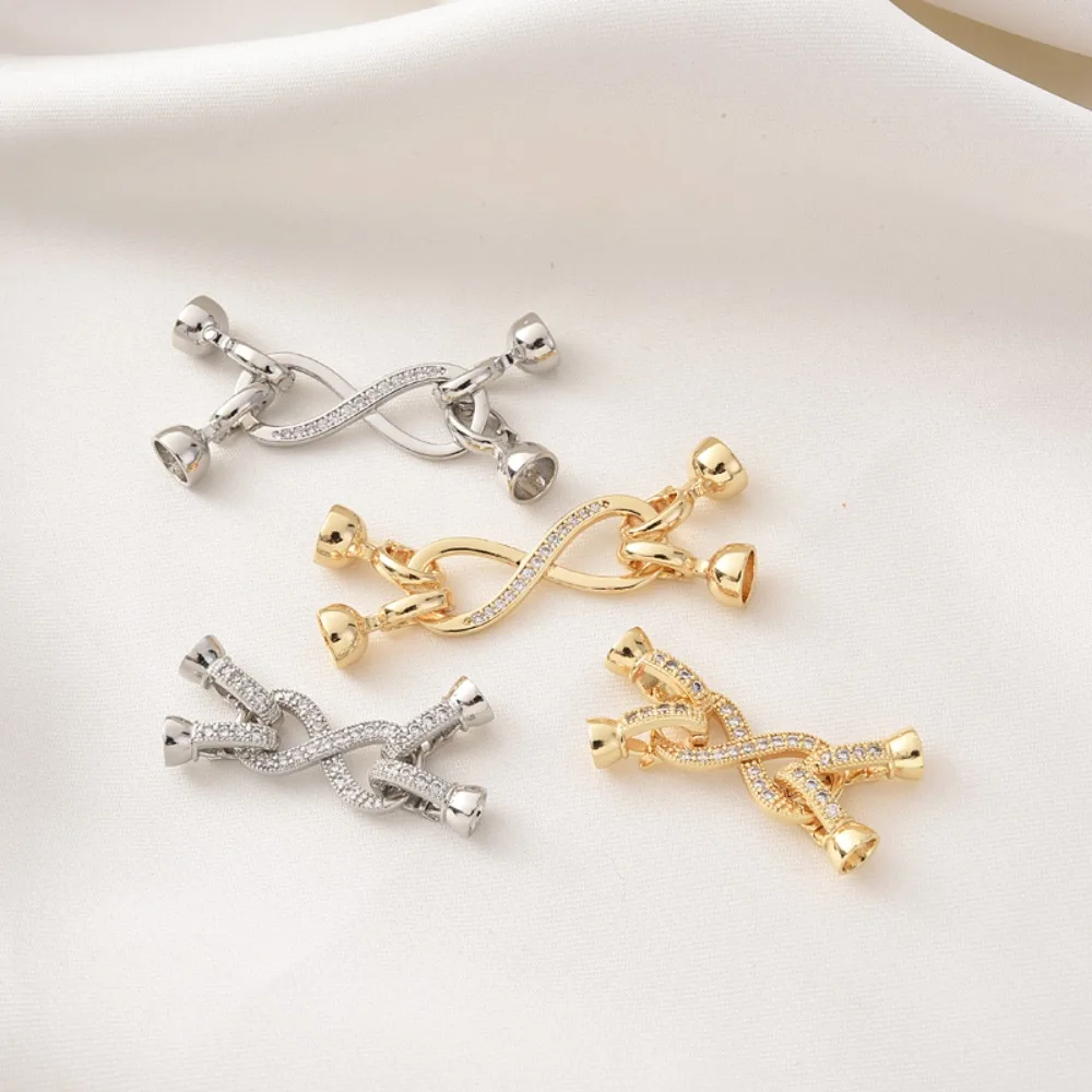 

Медное покрытие, 18-каратное золото, слегка 8-образная жемчужная застежка, браслет ручной работы, застежка для родителей и детей, двухрядная соединительная застежка