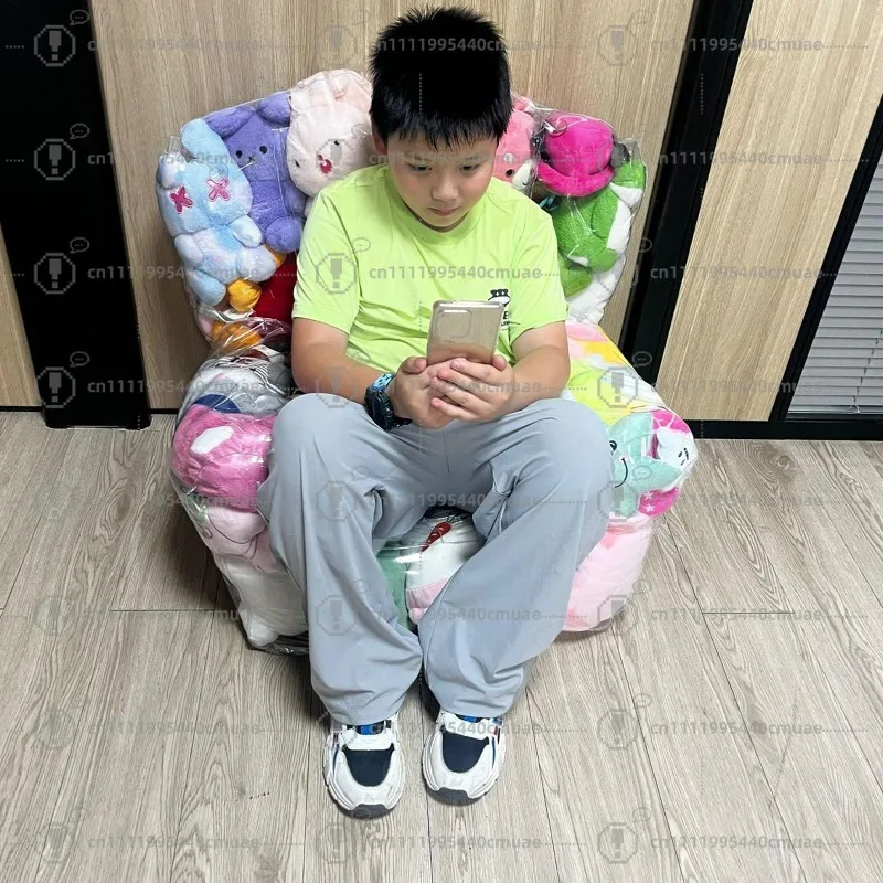 New Transparent Sofa  Inflatable Sofa Camping Outdoor Inflatable Lazy Recliner Single Person Seat Stuffed Doll Stool Gifts