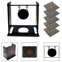 Hanging Target Stand Steel Panda Shape Practice Target Air Gun Shooting Targets with 5Pcs Targets Paper Outdoor Shooting Trainer