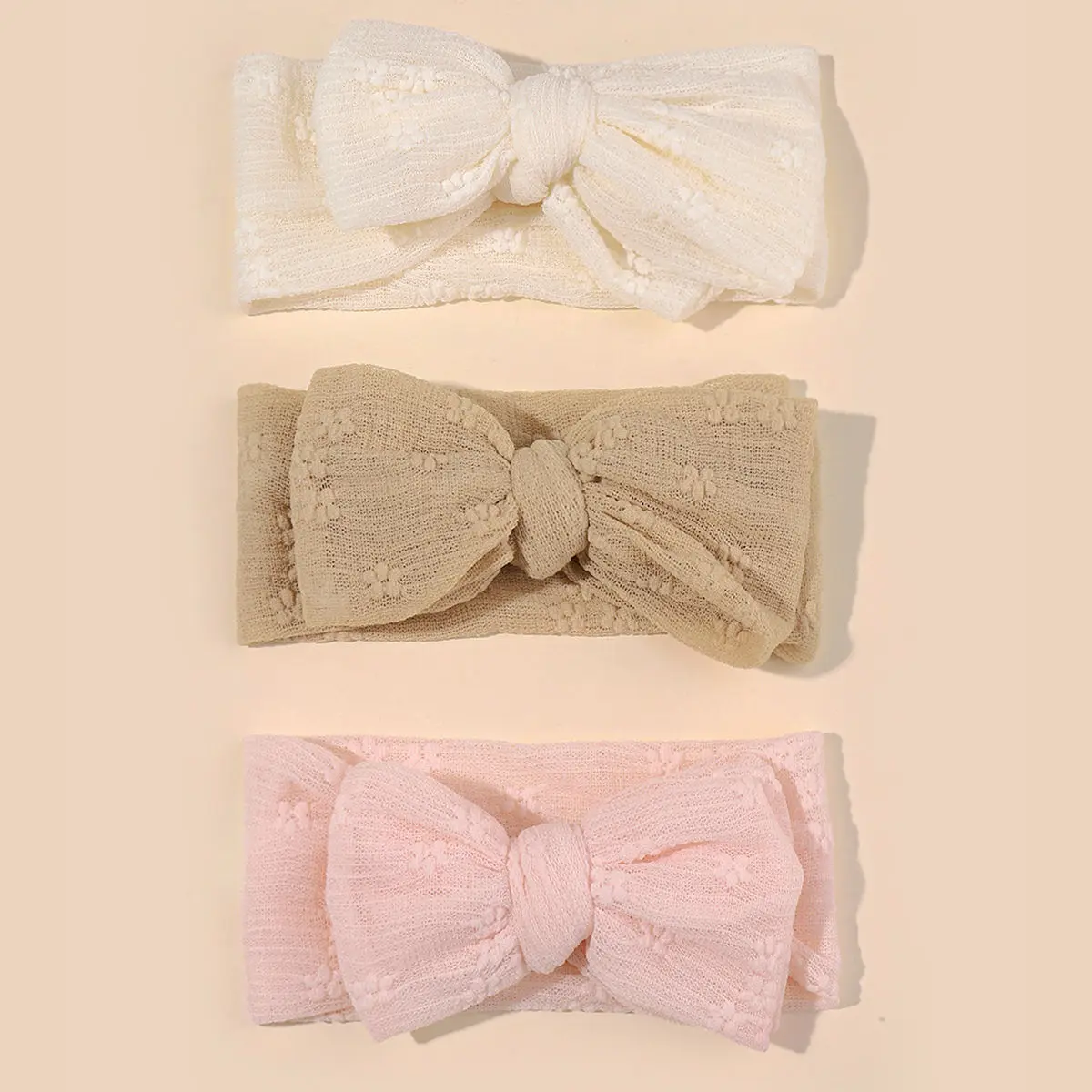 Baby Summer Breathable Baby Mesh Headbands Top Knot Double Bows Soft Turban Headwraps Girls Hair Accessories 3pcs/set