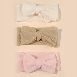 Baby Summer Breathable Baby Mesh Headbands Top Knot Double Bows Soft Turban Headwraps Girls Hair Accessories 3pcs/set