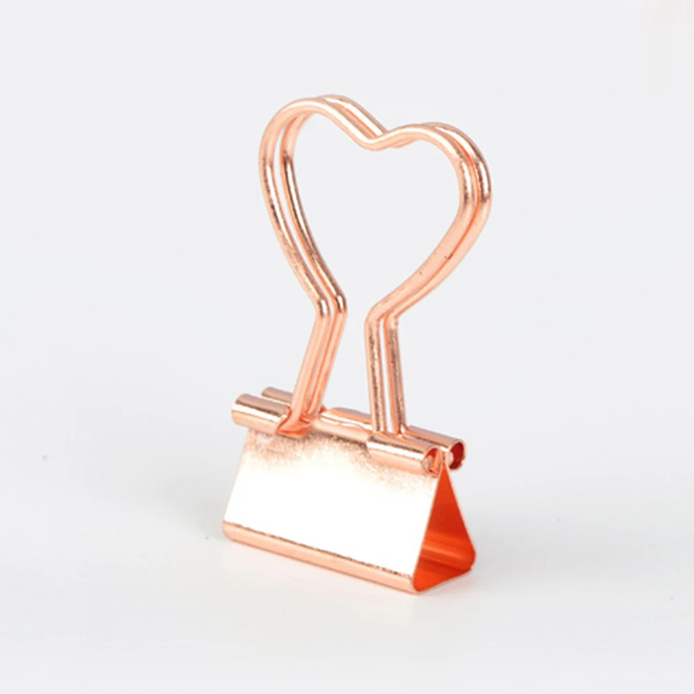 

12pcs Heart Shaped Metal Binder Clips Rose Gold 3 6x1 9cm Paper Notes Letter Office School Craft Supply Storage Box