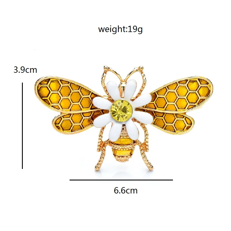 Wuli&baby Shining Flower Bee Brooches For Women Unisex New Design Lovely Insects Party Casual Brooch Pins Gifts