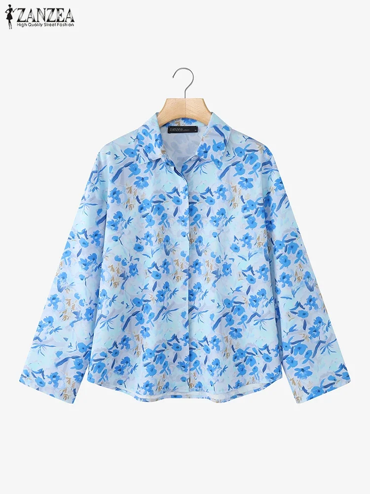 ZANZEA 2025 Vintage Women Long Sleeve Shirts Blouse Bohemian Floral Print Casual Tops Autumn Lapel Loose Stylish Blusas Clothing