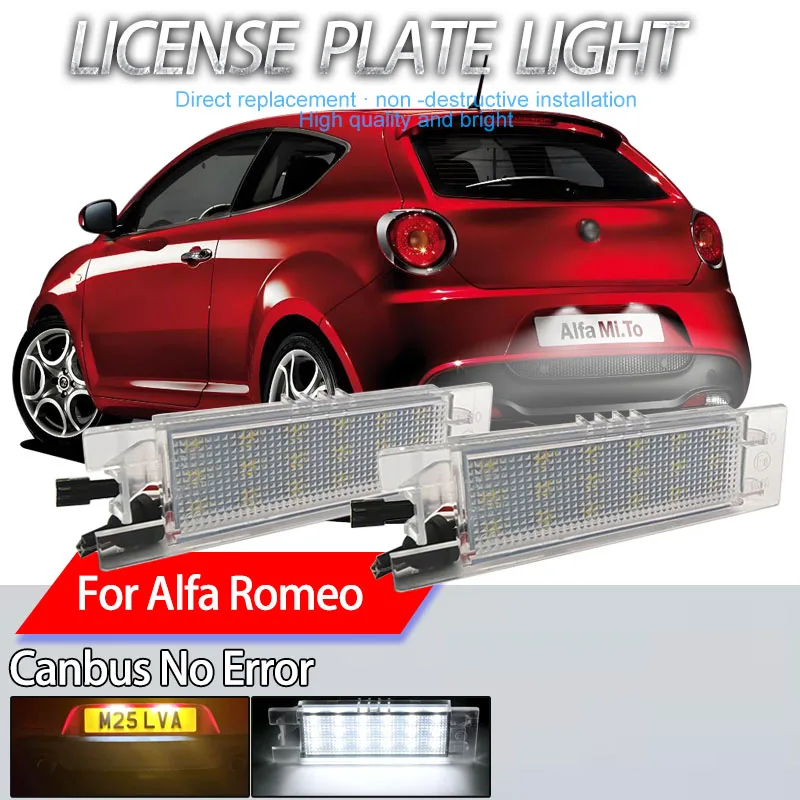Luz LED de matrícula Canbus sin Error, 2 uds., para Alfa Romeo 147 156 159 166 Brera Giulietta tipo 940 MiTo Romeo GT Spider 939