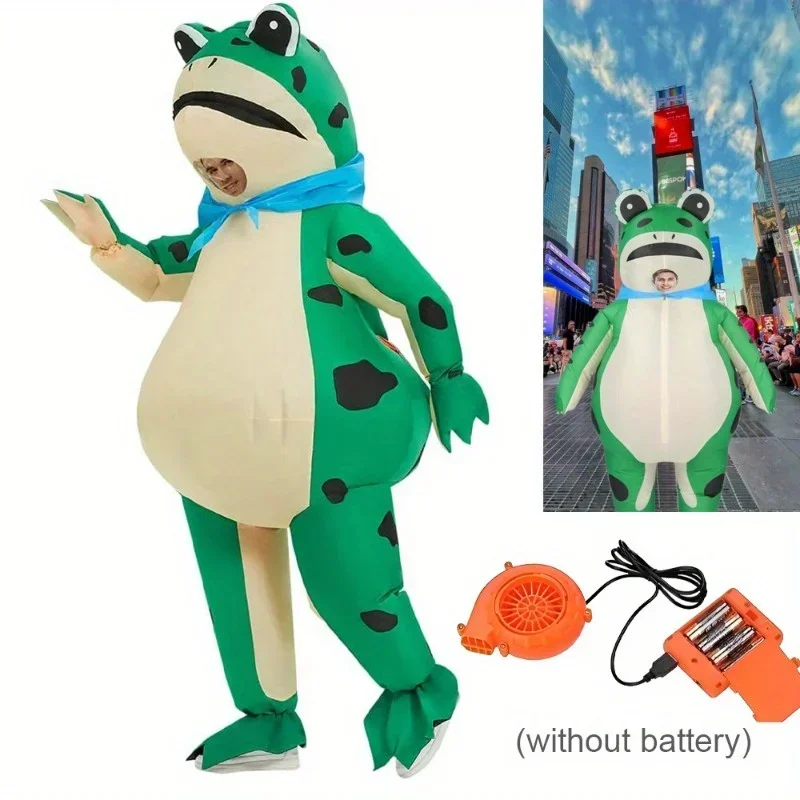 Traje Inflable de Rana Verde Resistente a Desgarros para Adultos, 155-190 cm, Disfraz Impermeable de Poliéster para Fiestas de Cerveza y Diversión