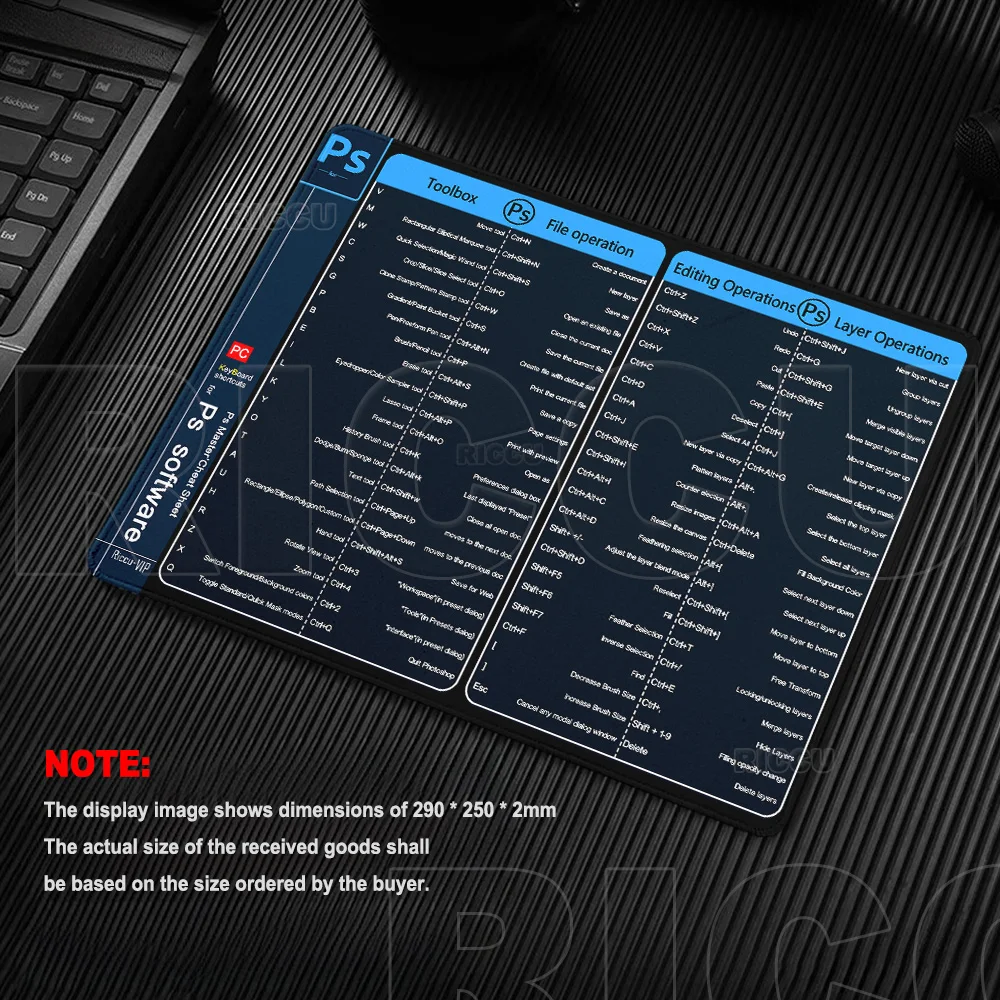 HD طباعة Excel مفاتيح الاختصار 29X25CM لوحة الماوس Ai PS Pr DeskMat مع حافة مخيط عدم الانزلاق اكسسوارات TableMats Office XXs حصيرة #3