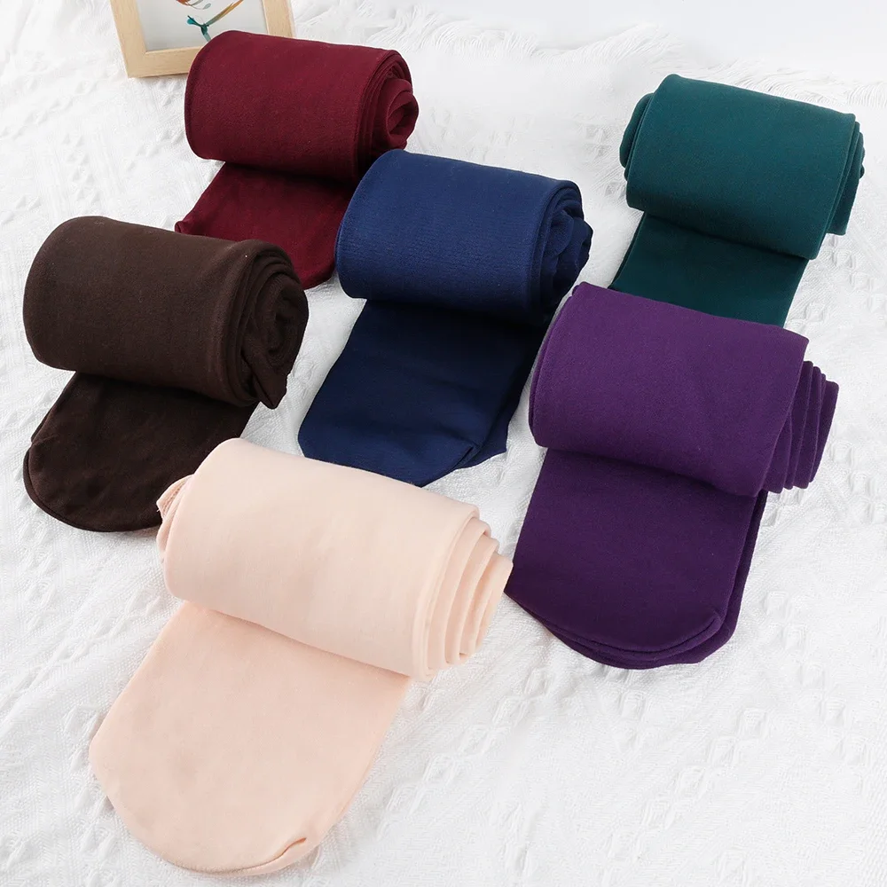 Women Winter Leggings Warm Stocking High Waist Candy Color Velvet Women Thickened Velvet Leggings Stretchy Black Skin Tights