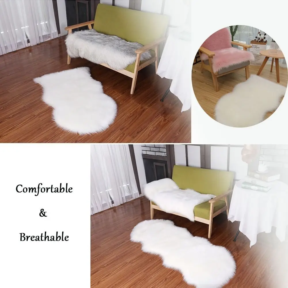 Imitation Wool Home Decor Long Hair Carpet Fluffy Shaggy Non Slip Soft Rugs Faux Fur Bedroom Mats Sheepskin Rug