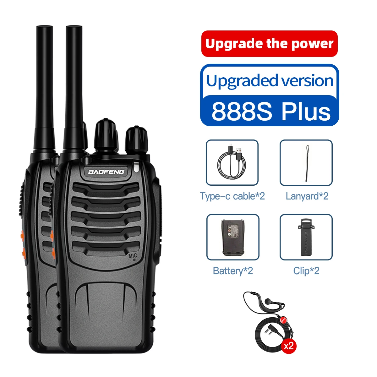 2PCS Baofeng BF-888S plus Originele Handheld walkie-talkie 3-5km Lange Afstand Standby Uhf 400-470Mhz draagbare draadloze Ham CB radio