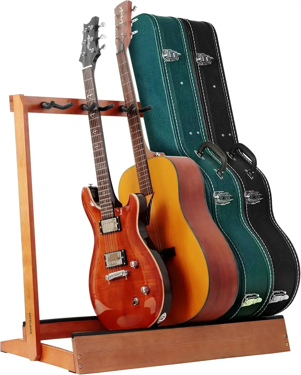 Multiple Guitar Stand 5 Holders Wooden Guitar Stands Floor Rack for Guitars and Case,Electric,Acoustic Guitar, Bass, Cello-Germa