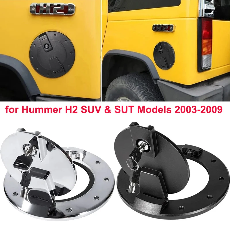 

Aluminum Gas Tank Cap Cover Fit Hummer for H2 2003-2009 Chrome Heavy Duty Fuel Door Locking Billet Black Exterior Accessories