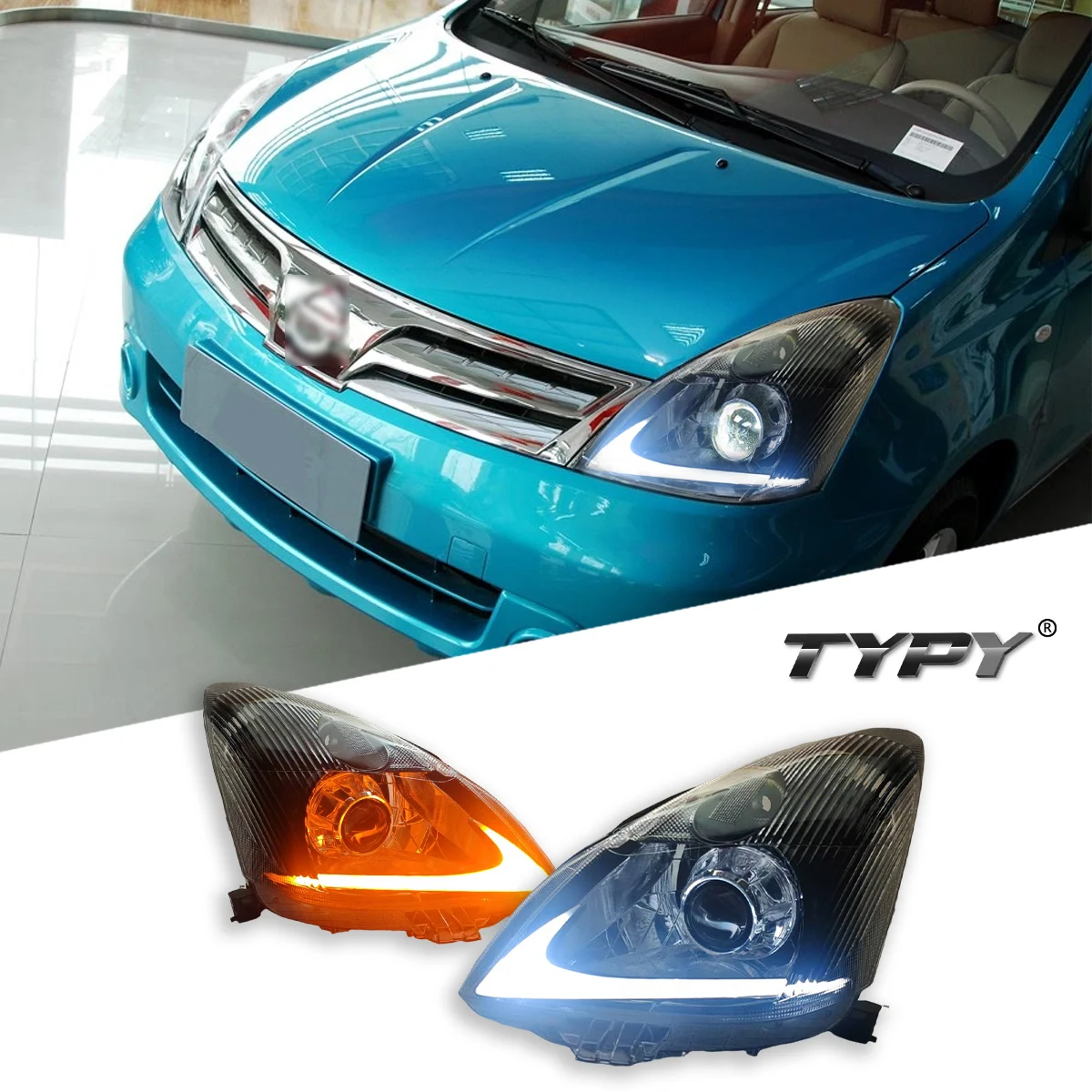 

Автомобильная фара TYPY для Nissan Livina 2007-2012, обновленная, модифицированная для нового DRL, динамический указатель поворота, светодиодная фара, автоаксессуары