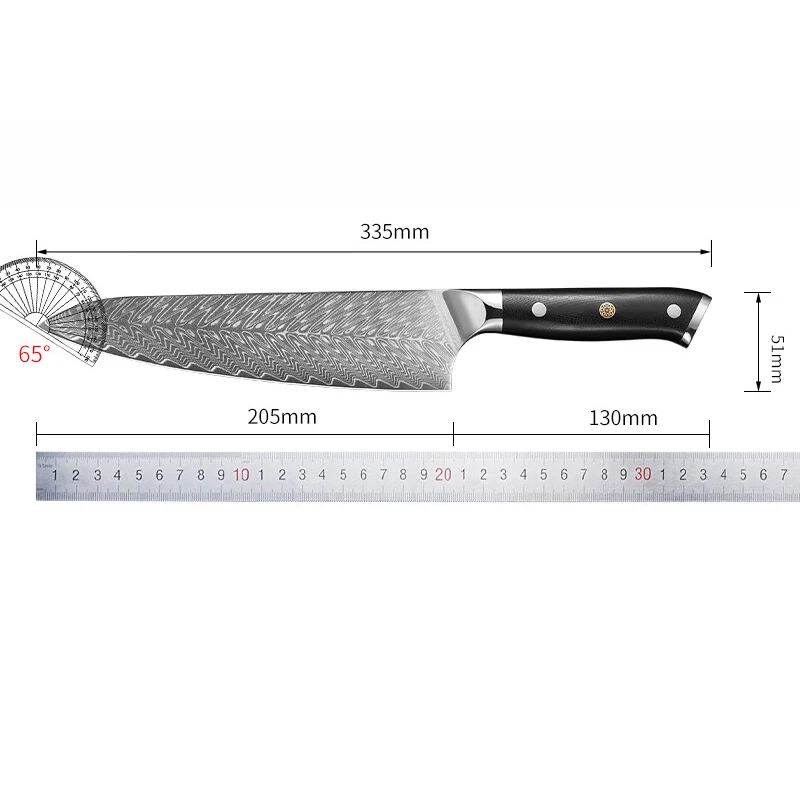 Genuine Damascus Steel Chef Knife,High Hardness 8 inch Japanese Utility Knife, Chef's Multi-Purpose Meat Cutting Western Knife