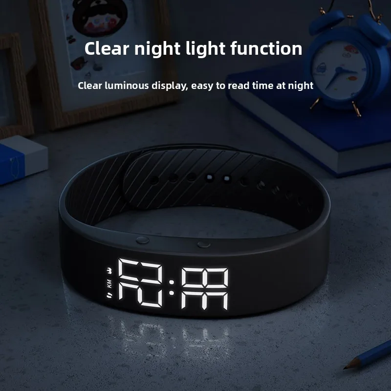 Casual Fashion Digital Watch Male Female Middle High School Student Waterproof Silent Vibration Alarm Outdoor Sport Pedometer