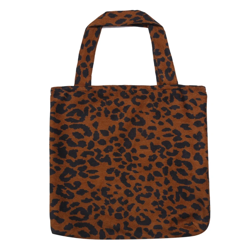 Women Big Canvas Leopard Shopping Bag Reusable High-Capacity Tote Grocery Bag Eco Environmental Shopper Shoulder Bags For Girls