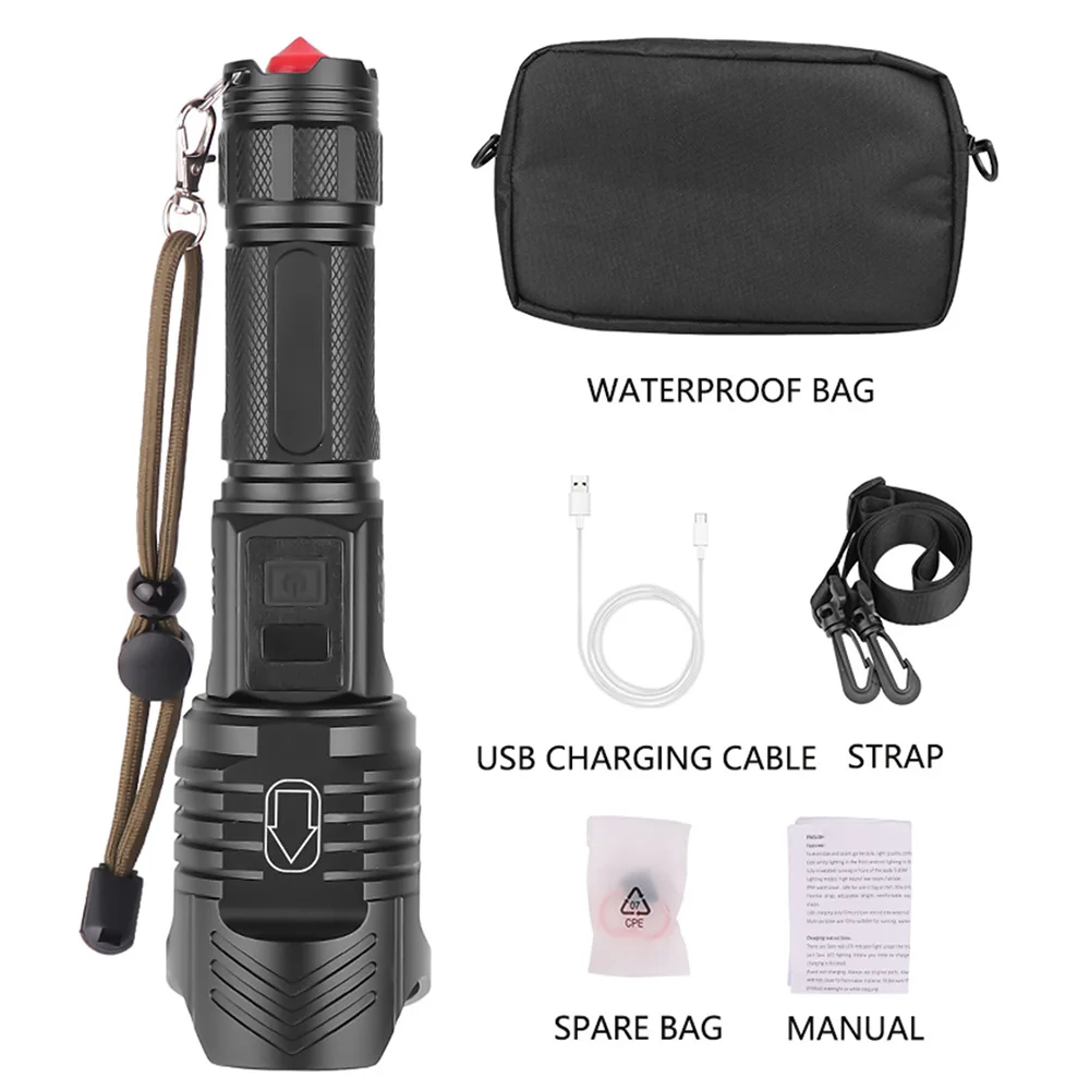 Portable LED Flashlights USB Rechargeable Light High Power Tactical Modes Torch Waterproof Outdoor Camping Emergency  Flashlight