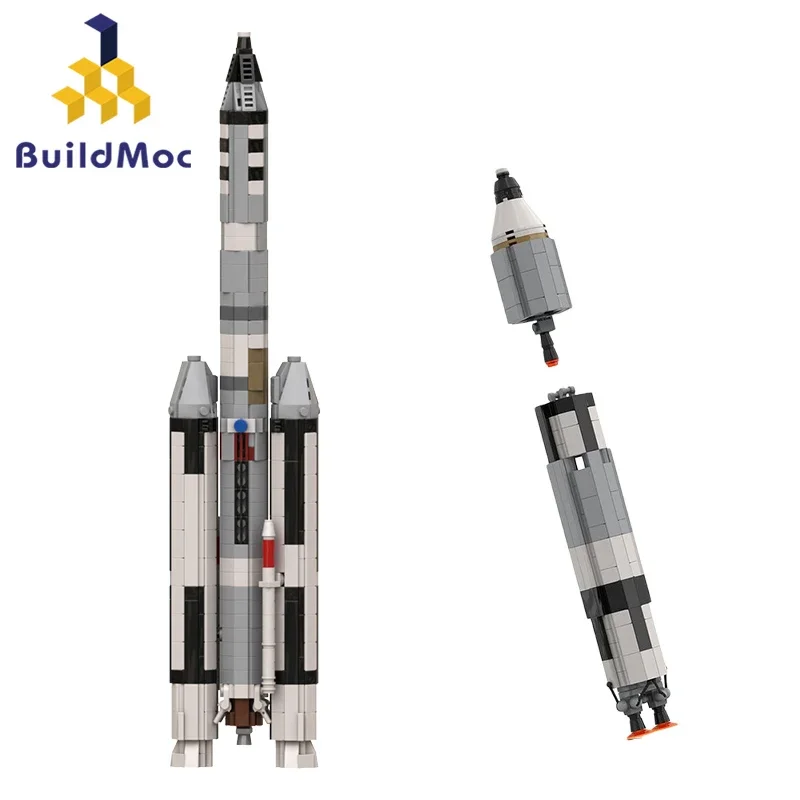 

BuildMoc, Аэрокосмическое пространство, серия 1:110, титан IIIC Gemini, набор строительных блоков, Сатурн в, разведочный автомобиль, игрушки, детские подарки