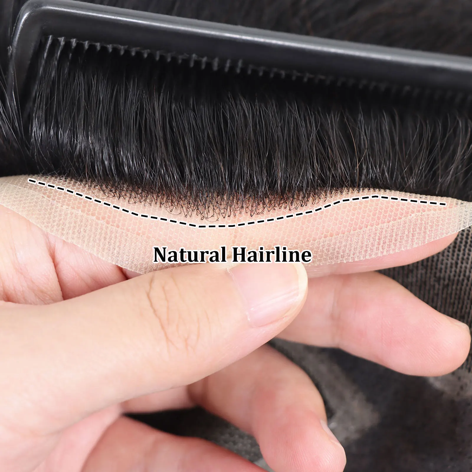 6x8/6x9/7x9/7x10 Lace Mono With PU Toupee Men #1B Lace Front Male Wig Human Hair Piece Toupee Men's Replacement Systems Unit Wig