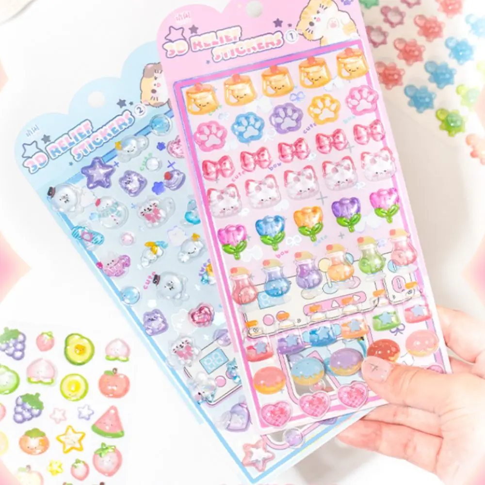 สติกเกอร์นูน 3 มิติ ลายสัตว์น่ารัก ชุด DIY สติกเกอร์นูน 3 มิติ ตกแต่งลายขนมหวาน