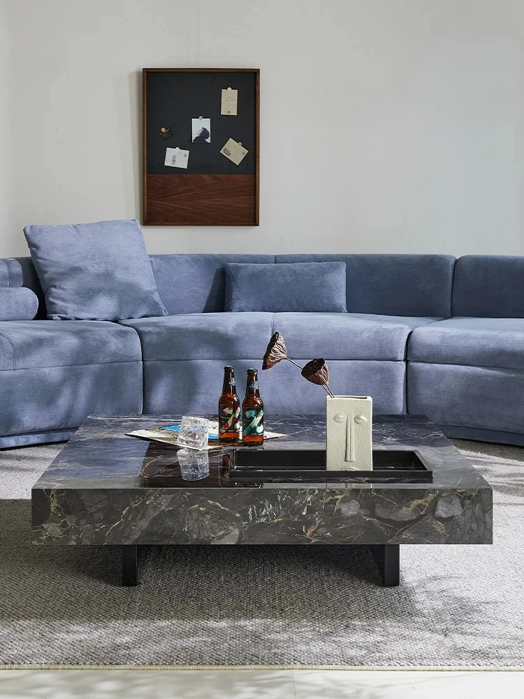 

Nordic Modern Minimalist Stone Plate Small Apartment Square Tea Table