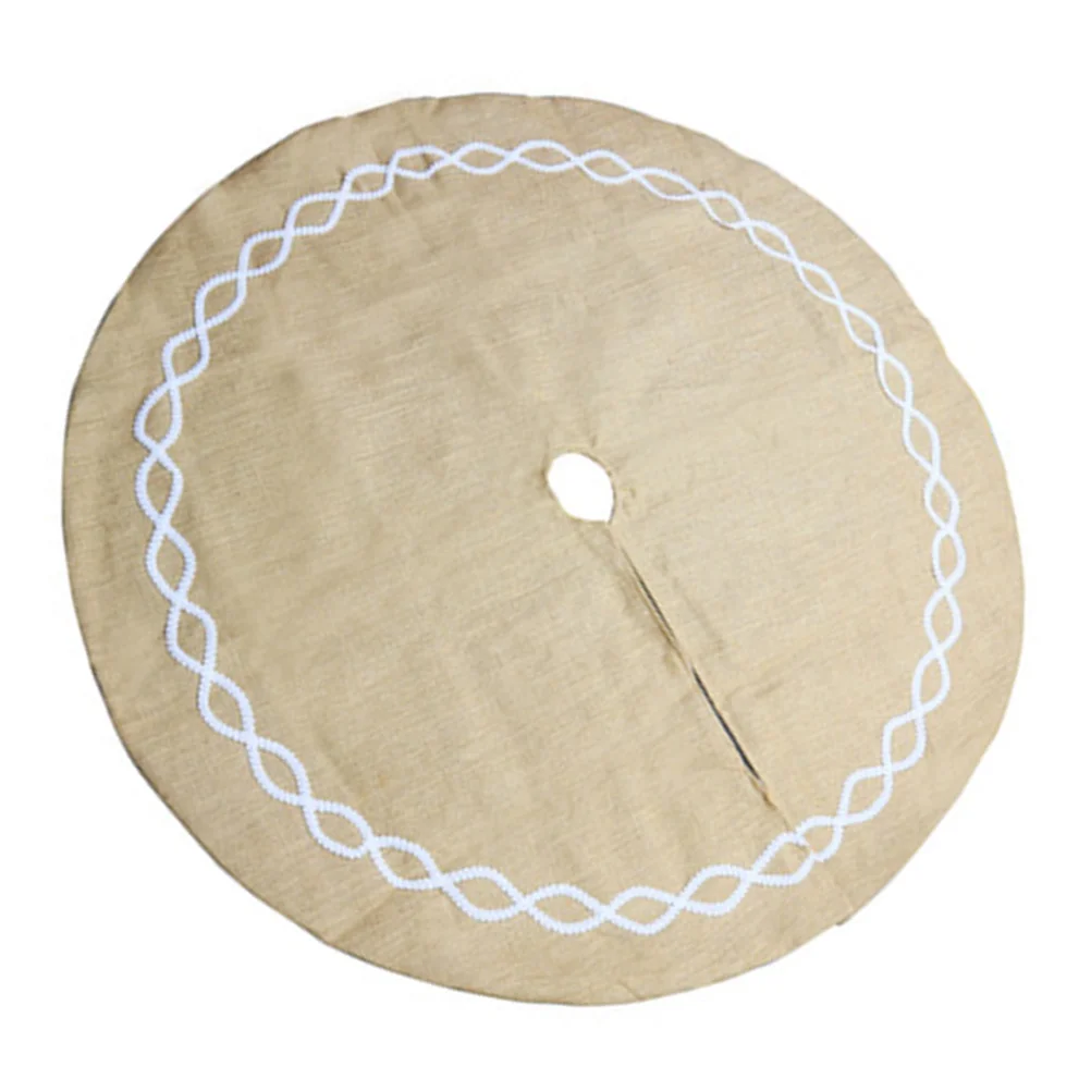

1Pcs Christmas Tree Skirt Linen Xmas Tree Mat Decorative Bottom Apron for Holiday Home Festival Party Decorations Supplies