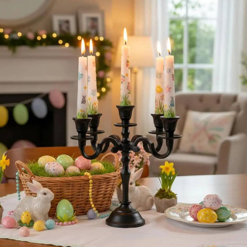 5 Arm Baby Clabra Black Matte 8 Inch Taper Candle Holders Gothic Decorations Candlesticks Holder Home Decor Wedding Parties Cent