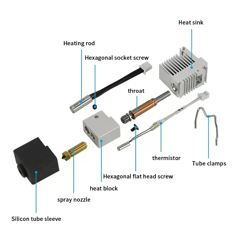 3D Printer Assembly Parts, Brass Extrusion Nozzle, 1Pc Hot End Kit Tools