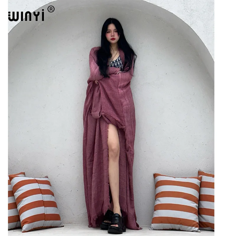 

summer WINYI kimono Africa dress beach wear cover-up elegant Cardigan beach outfits for women Hollow perspective sexy cardigan