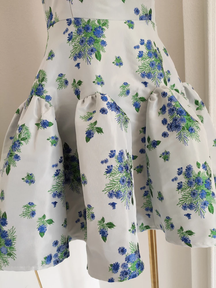 Vestido corto Vintage de alta calidad para mujer, elegante vestido de cóctel con estampado Floral y espalda descubierta para fiesta de noche y cumpleaños