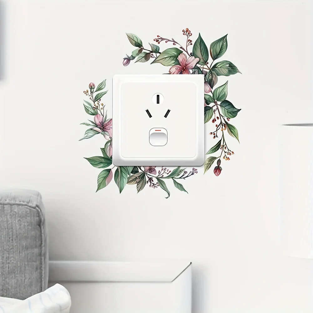 

Botanical Floral Light Switch Sticker, Self-Adhesive Wall Decal For Bedroom Entryway Living Room, Aesthetic Home Decoration