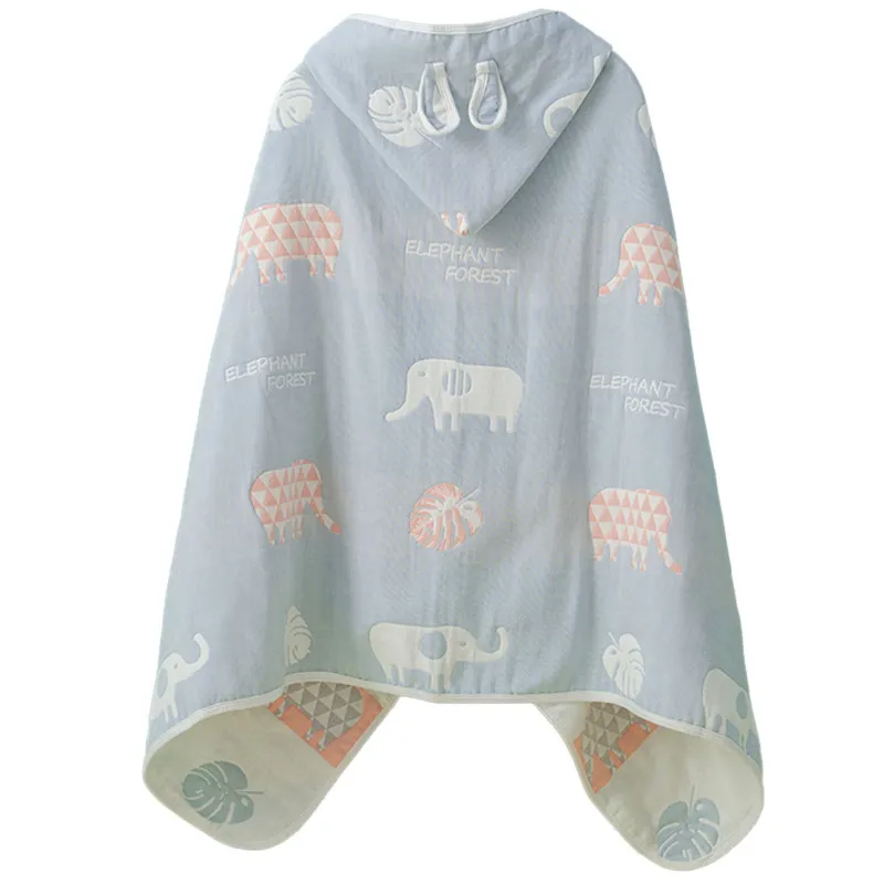 100% cotton gauze children's bath towel, hooded cloak style, highly absorbent, bath robe for showering, and towel blanket