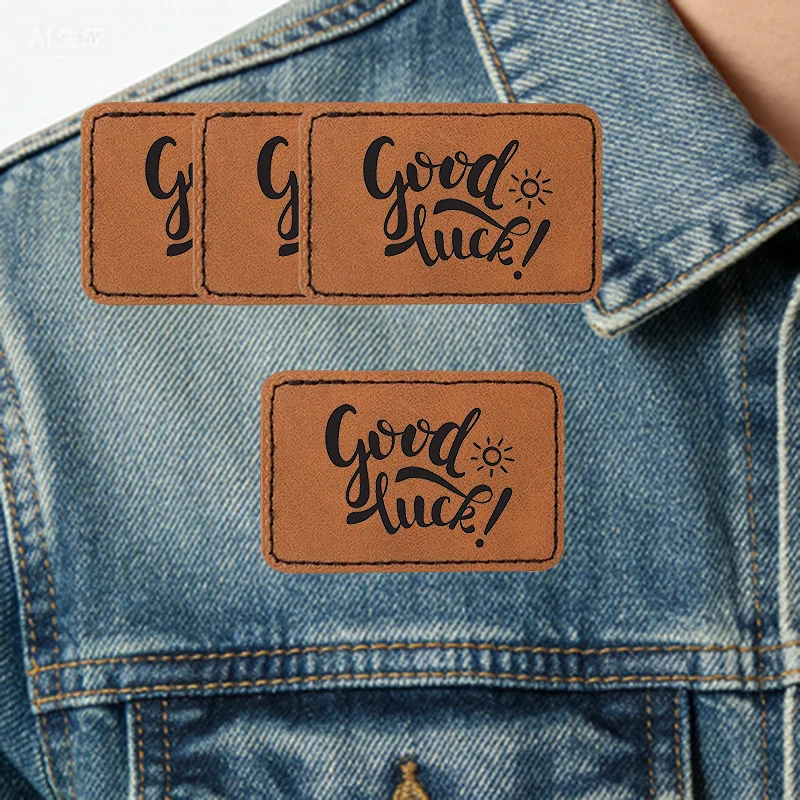 20pcs Custom Logo Leatherette Hat Patches Iron on Leatherette Patch Rustic Faux Leather Patches for Jacket Backpack - view 5