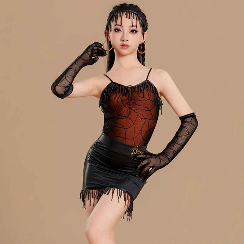 Summer Ballroom Dance Costumes Girls Latin Dance Fringed Dresses Children Latin Dance Professional Clothes Stage Wear SL13407