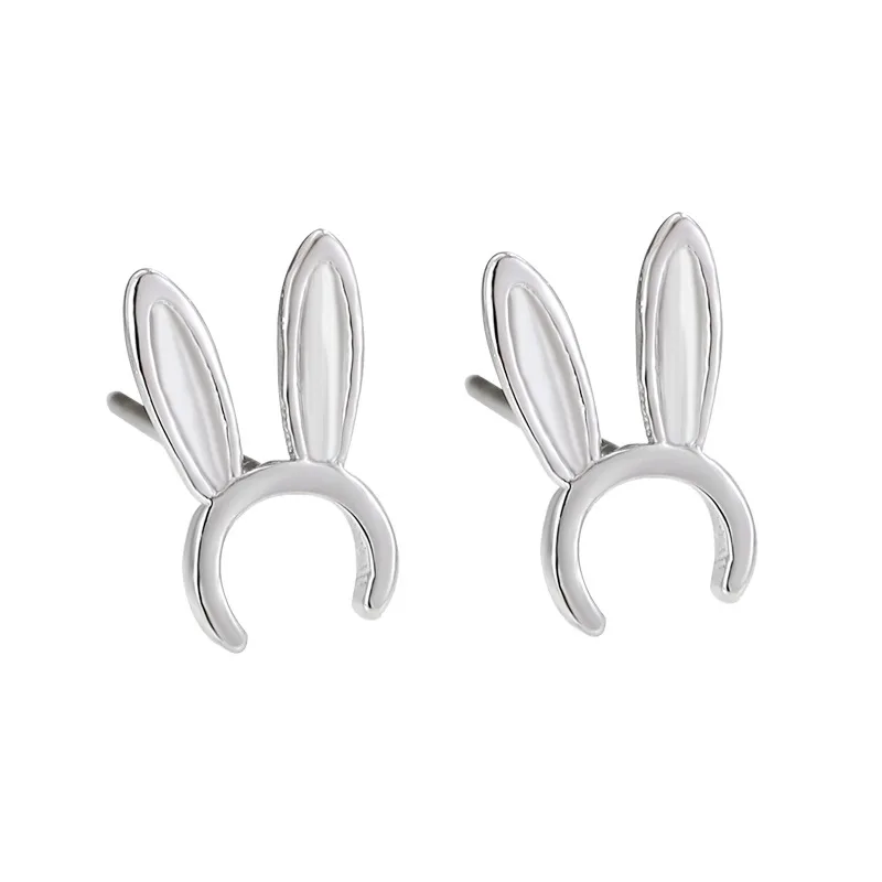 

KAMIRA 925 Sterling Silver Korean Minimalist Cute Cartoon Rabbit Stud Earrings for Women Teen Mini Lovely Birthday Gift Jewelry