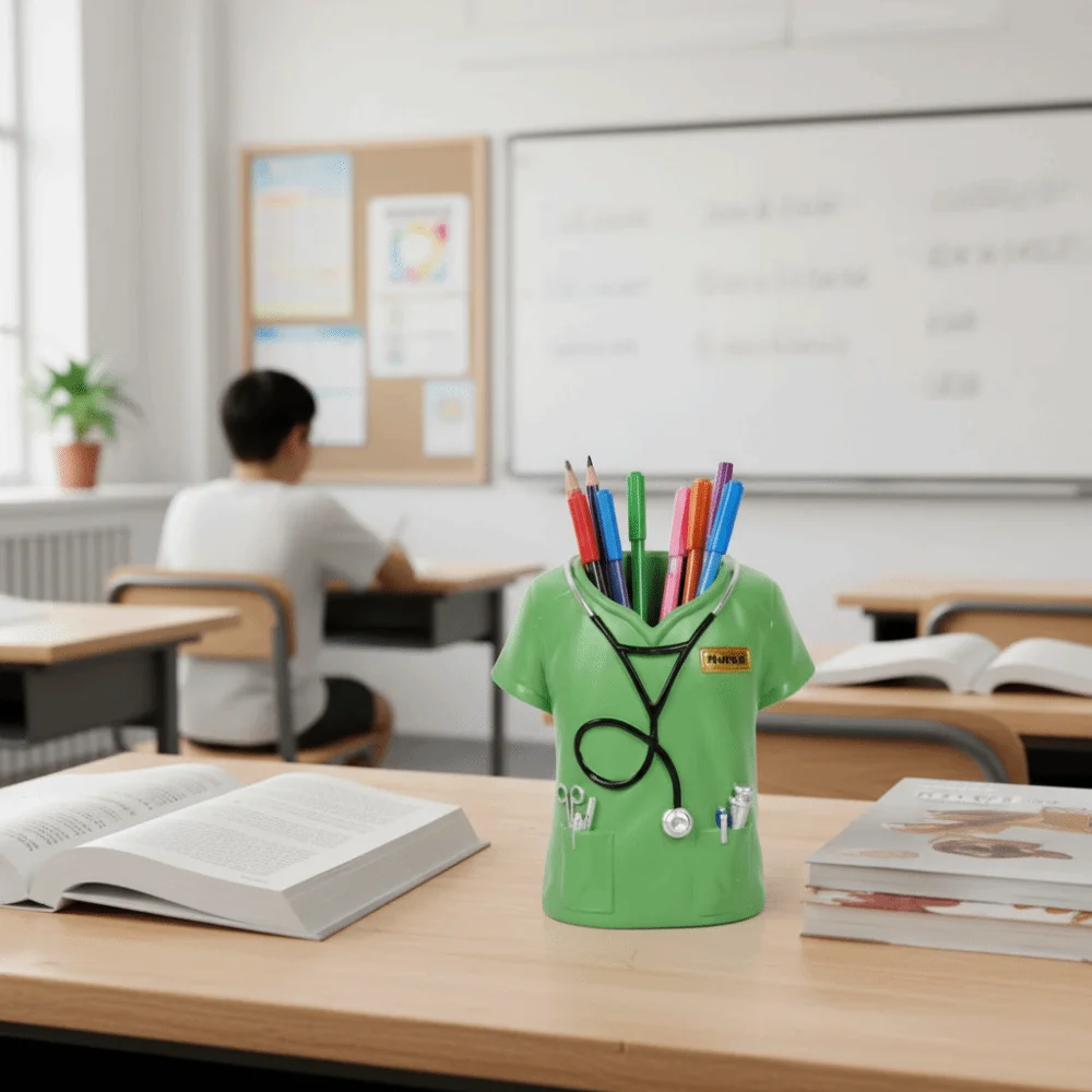 Creative Doctor's Coat-Shaped Pen Holder Practical Desktop Stationery Organizer Theme Desktop Organizer