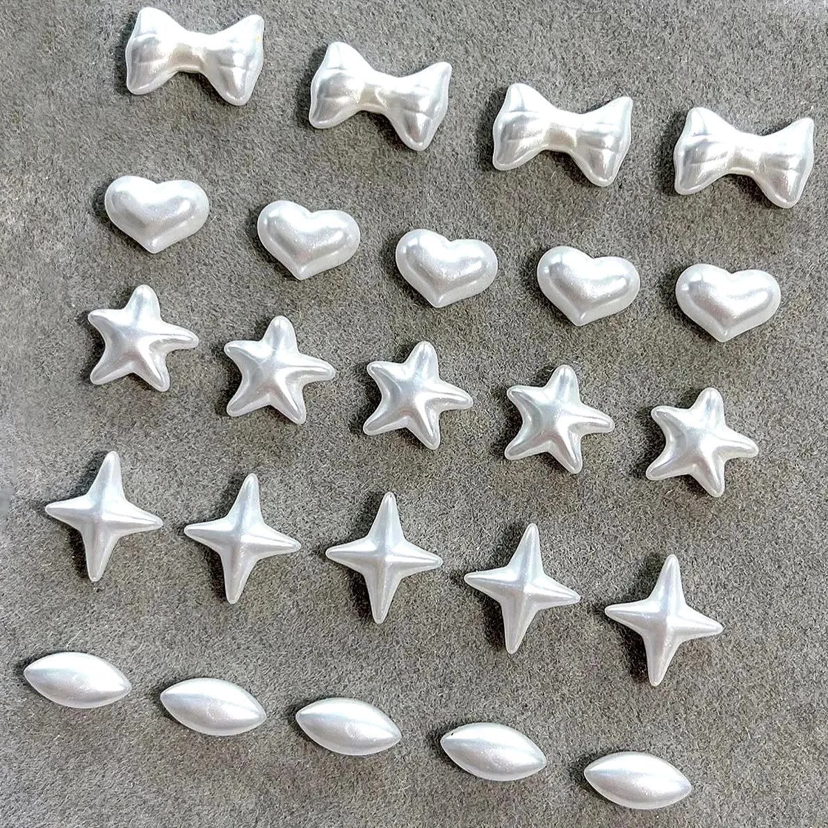 

Luxury Star Love Heart Bow Tie Flat Bottomed Pearl White Bowknot Ribbon Nail Art Decorations Charms DIY Manicure Tip Accessories