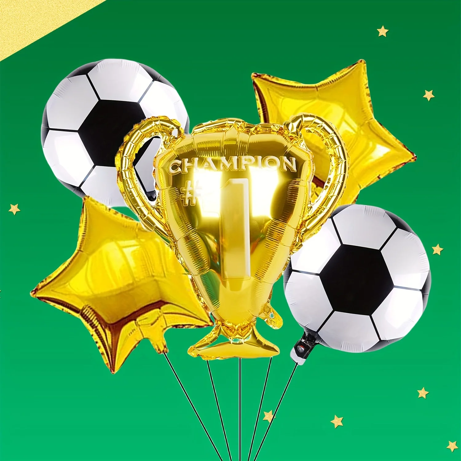 Europacup Fußball-Partyballons Lieferant 5 Stück Meisterschaftstrophäe Ballon und Fußball-Folienballons für Kindergeburtstag Baby-Shower