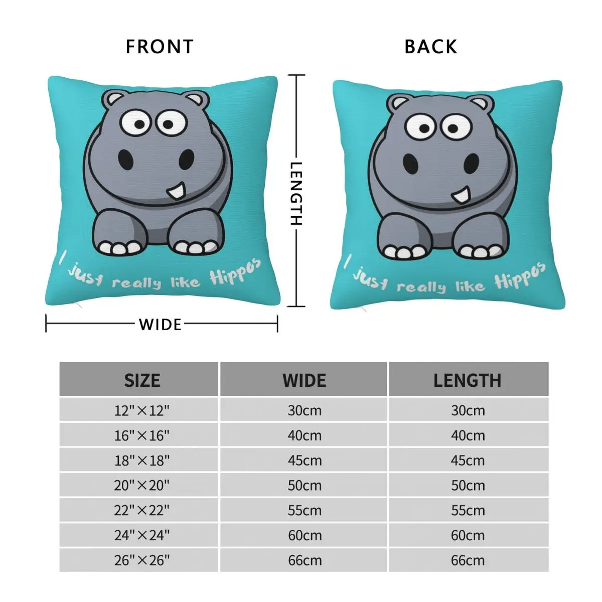 I Just Really Like Hippos Pillowcase Polyester Linen Velvet Creative Zip Decorative Pillow Case Sofa Seater Cushion Case 45x45