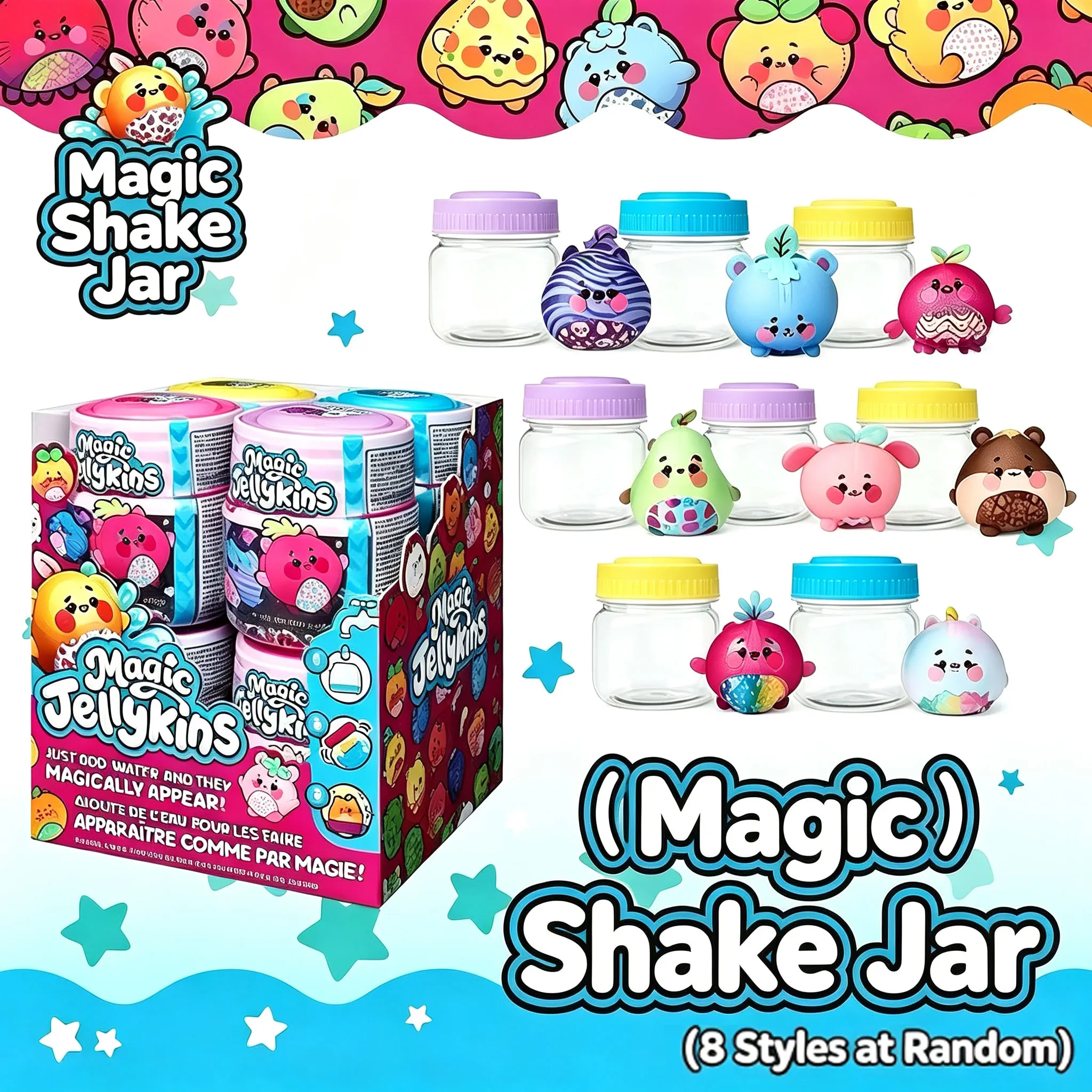 New Magic Jellykins Plush Put Water In The Container, Shake And Discover Your New Stuffed Animal Stress Relief Toy Gift