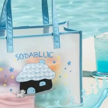 

Синяя сумка с принтом, летняя дорожная сумка, повседневная портативная сумка-тоут, легкая сумка-шоппер для женщин, аксессуар для отпуска