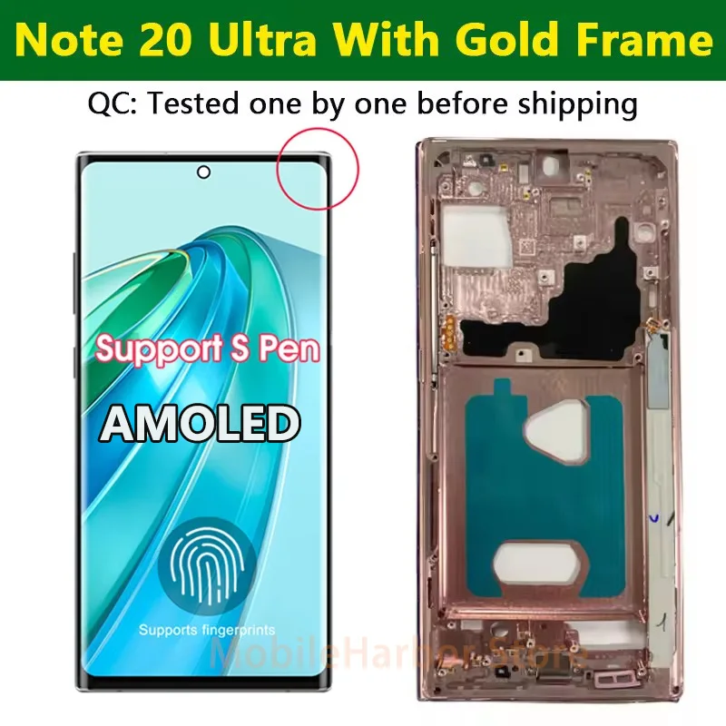 6.9'' Note 20 Ultra Screen Assembly for Samsung Galaxy Note20 Ultra 5G N985F N986B Lcd Display Digital Touch Screen with Frame - view 5