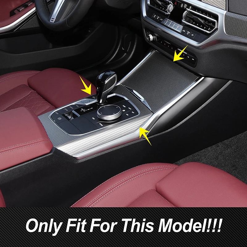 Carbon Fiber Color Center Console Gear Shift Frame Decoration Cover Trim For BMW 3 Series G20 2020-2022 LHD Interior Accessories