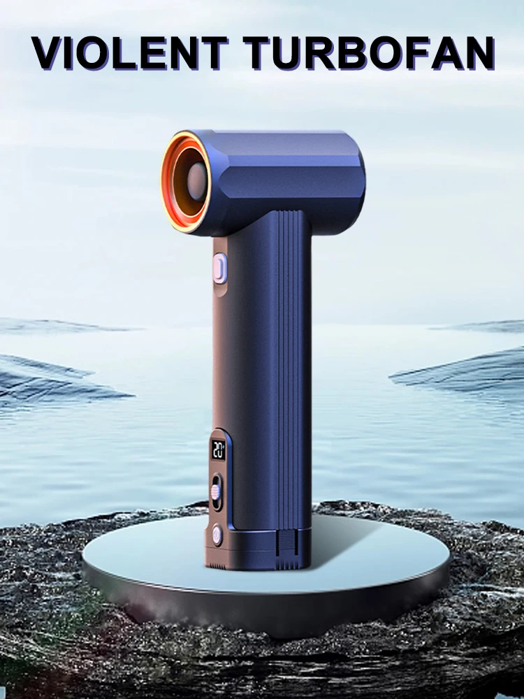 Super Large Turbo Jet Fan High-Power Handheld Violent Turbo Fan Wind Speed Over 85000RPM&900g Car Water Blower 54W Fast Charging