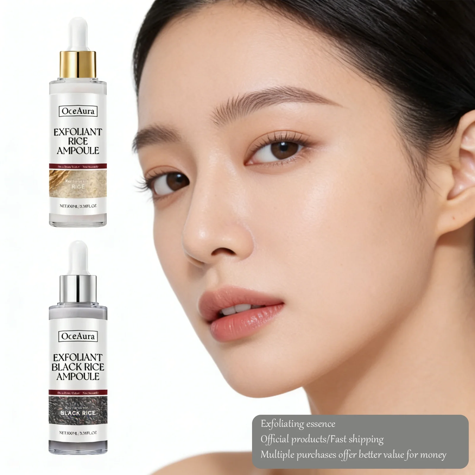 

Сыворотка-эксфолиант с черным рисом, средство для удаления омертвевшей кожи лица, глубокое увлажнение и питание, осветление темных пятен, сияние кожи