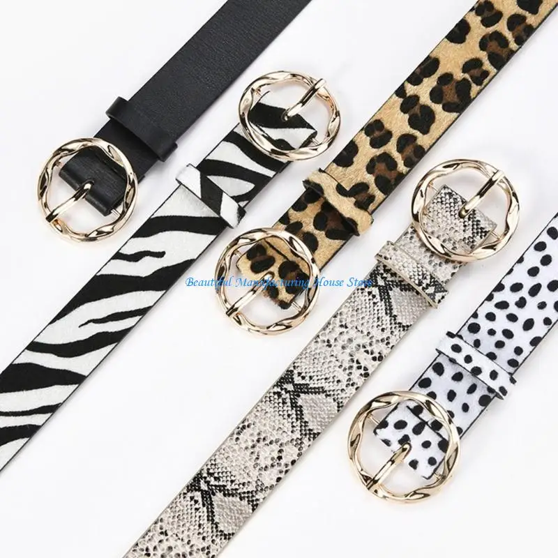 E56A Retro Hot Waist Belt for Daily Costume Leopard Print Waistband Body Jewelry