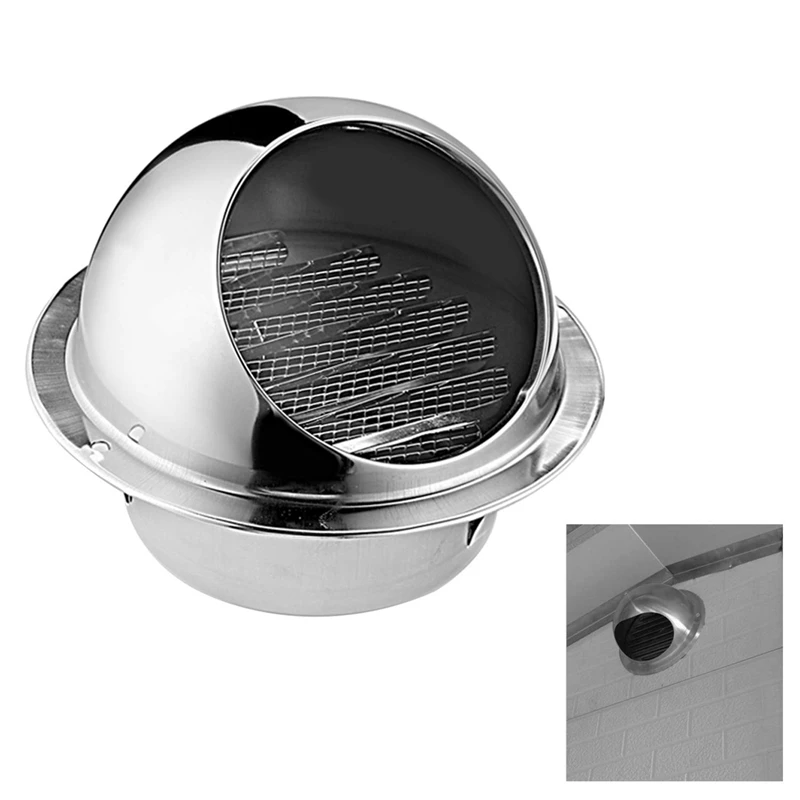 Ventilasi udara baja tahan karat 4X 304, penutup ventilasi dinding kisi bulat 4 inci